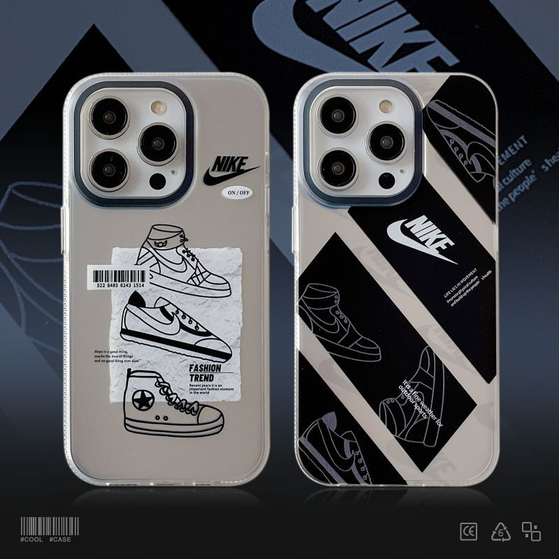 Nike iPhone Case Electroplated Silver Black Stripe