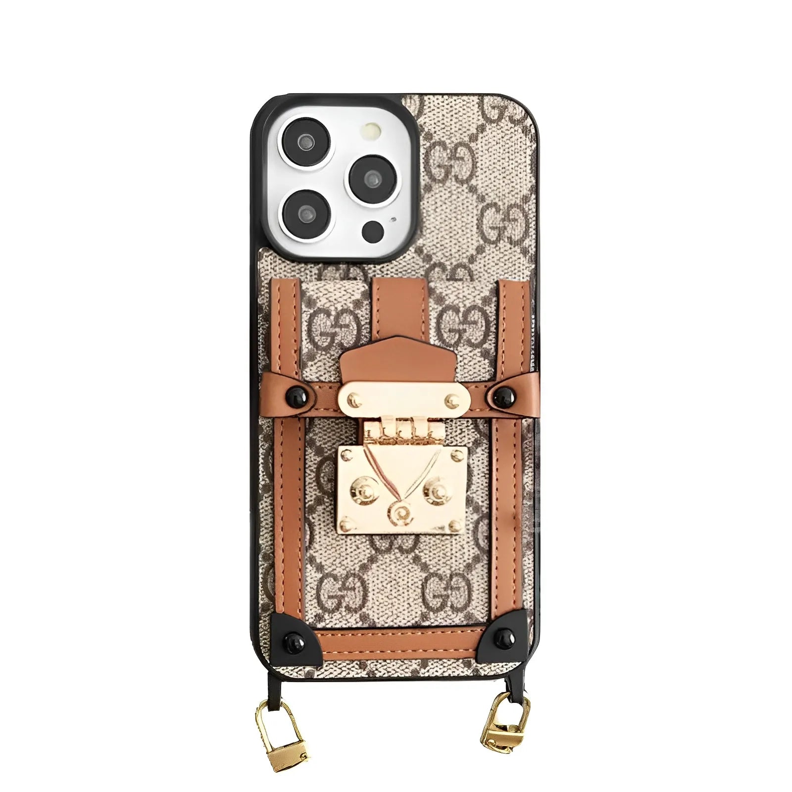 GG Classic Leather iPhone Wallet Case With Crossbody Strap