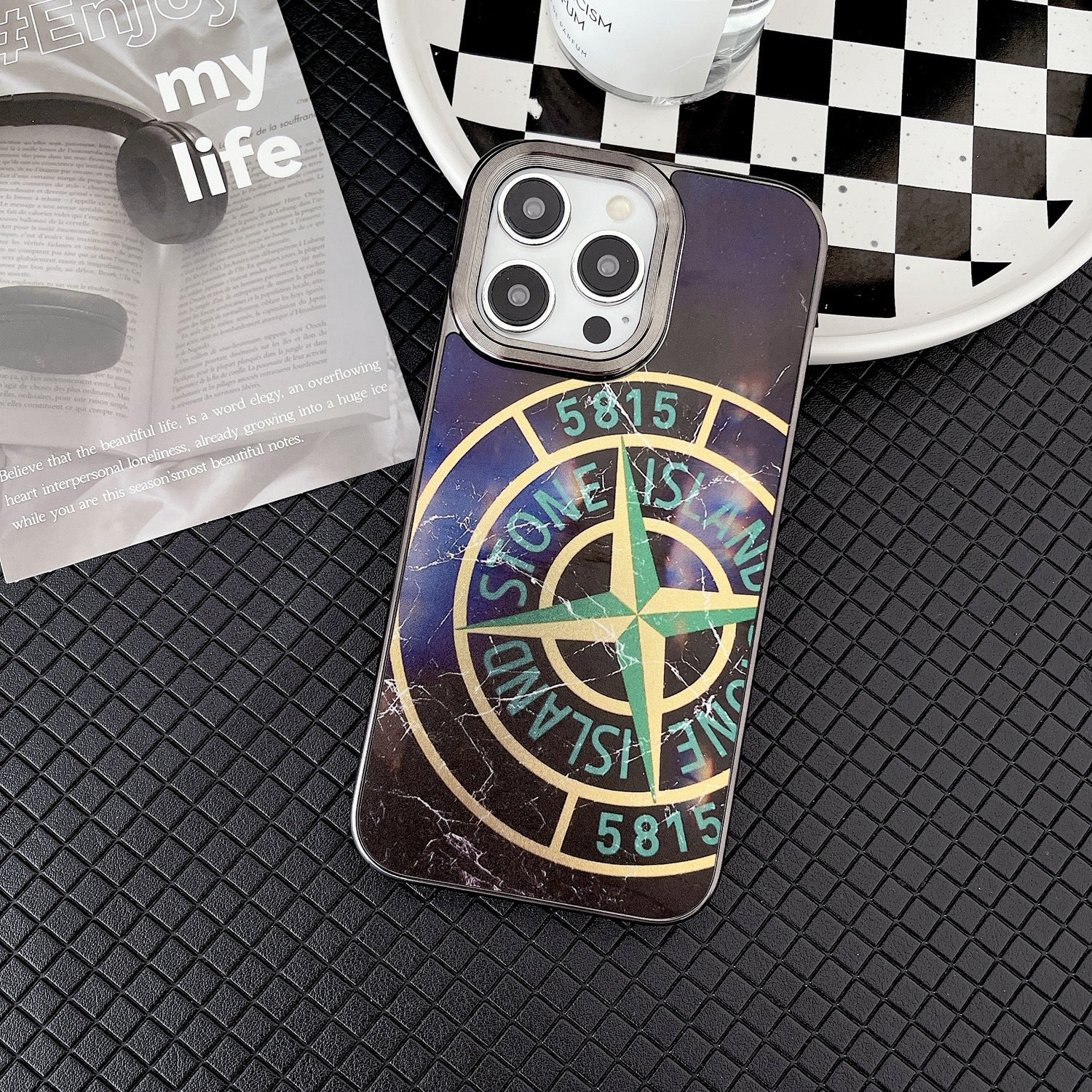 Stone Island Retro iPhone Case Carbon Fiber Frame