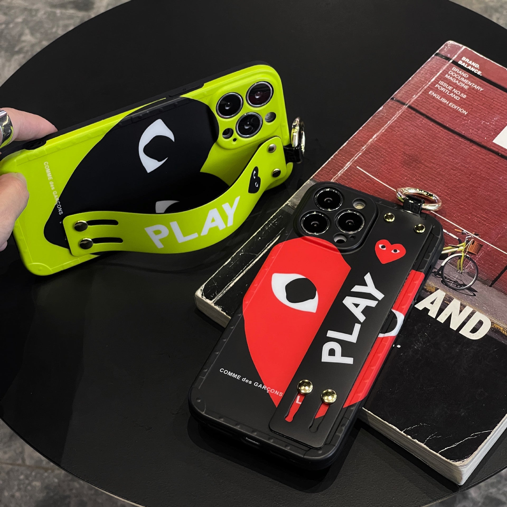 CDG iPhone Case with Wrist Strap Holder