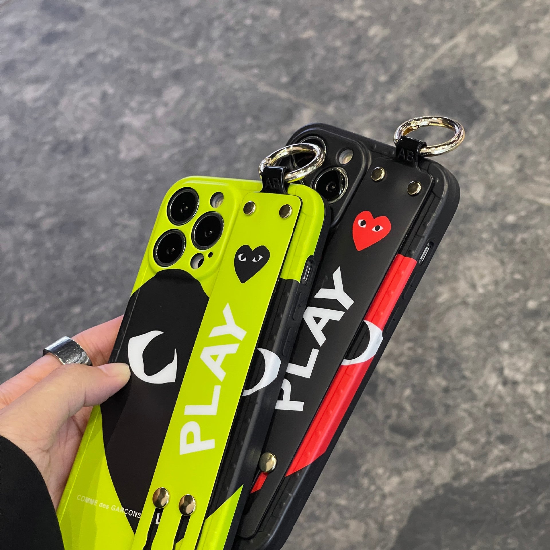 CDG iPhone Case with Wrist Strap Holder