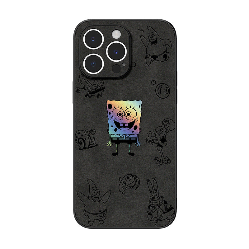 SpongeBob × Astronaut iPhone Case Plush Leather Laser