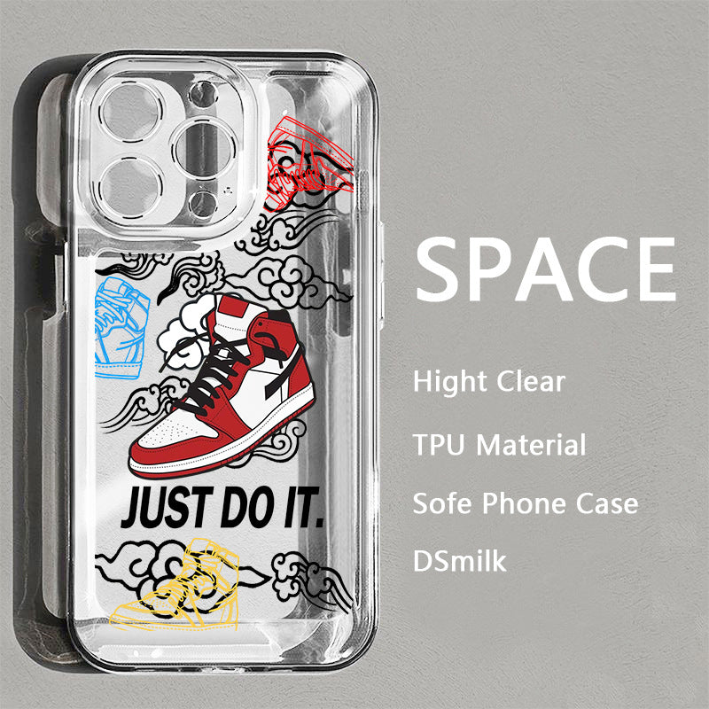 NIKE × Air Jordan 1×Just Do It Transparent Trendy Sneakers iPhone Case