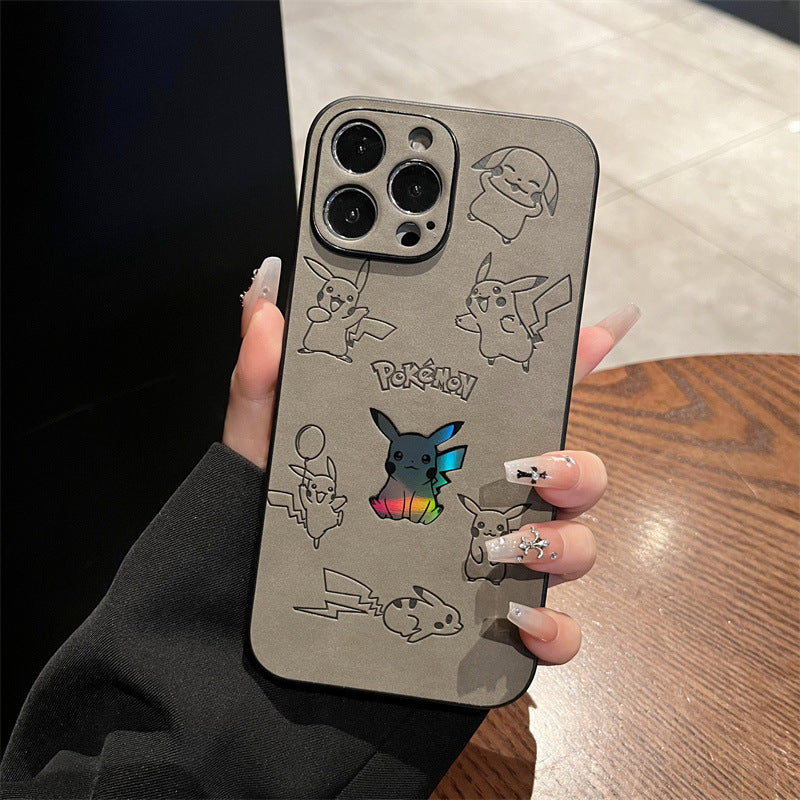 Plush Leather Laser Pikachu iPhone Case