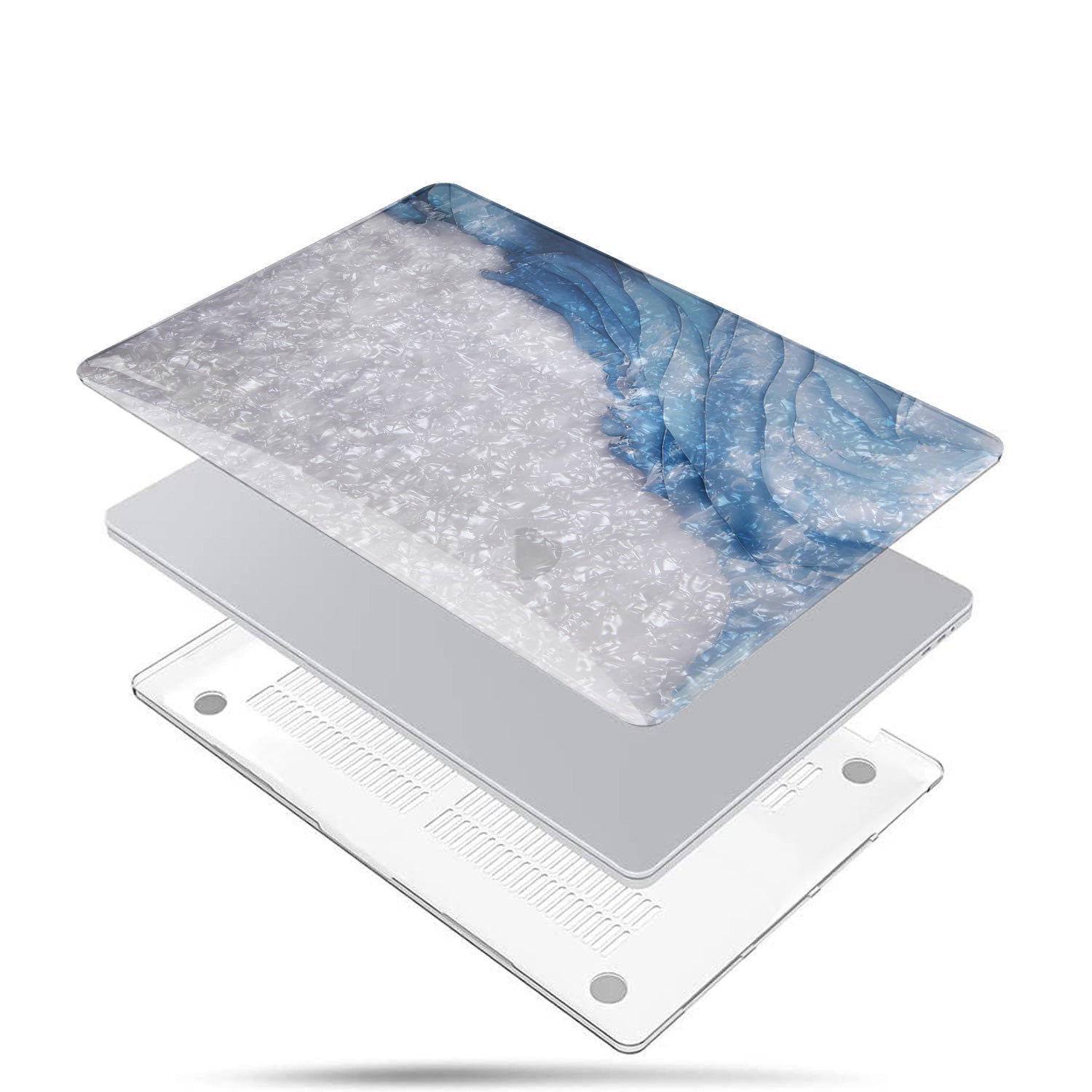 Blue Marble Glitter Pearl Shell Macbook Case