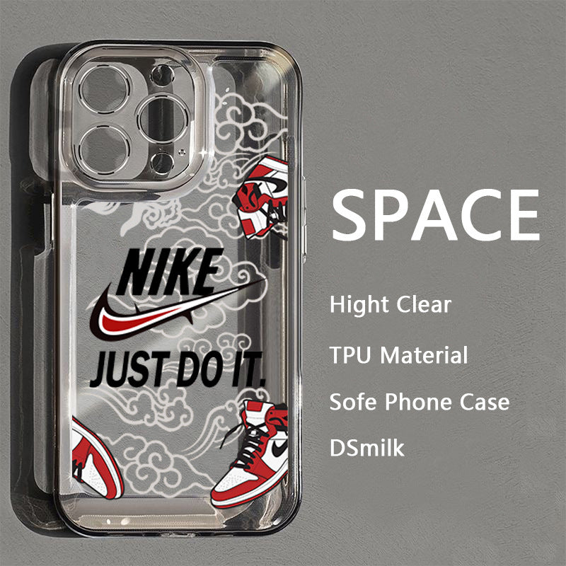 NIKE × Air Jordan 1×Just Do It Transparent Trendy Sneakers iPhone Case