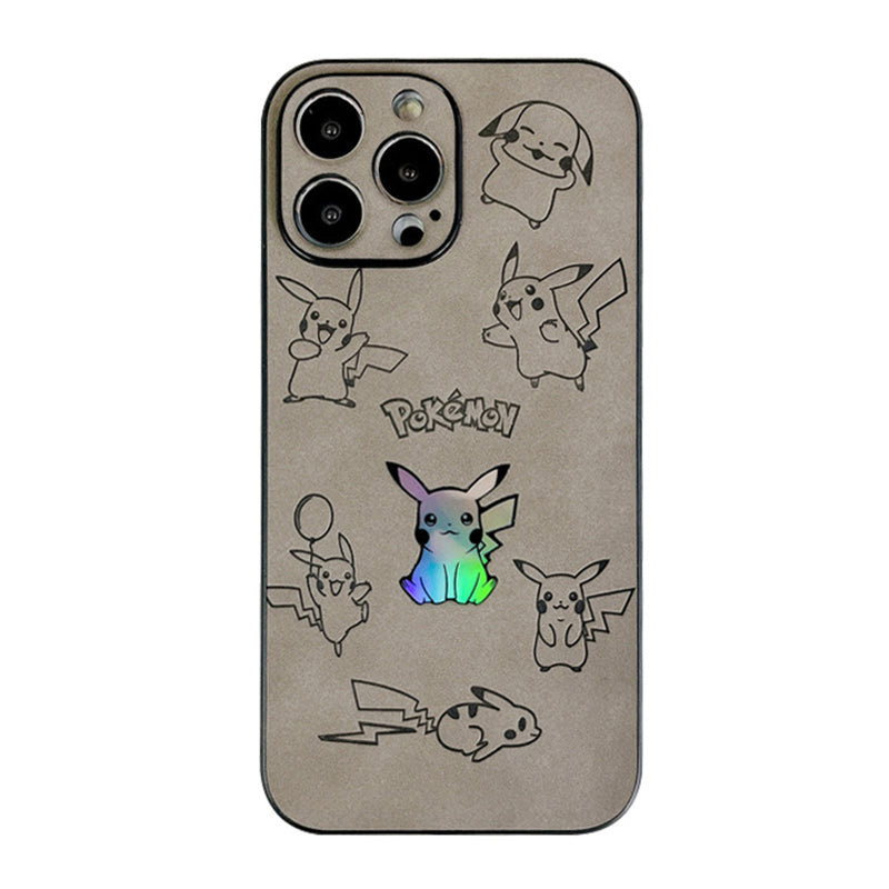 Plush Leather Laser Pikachu iPhone Case