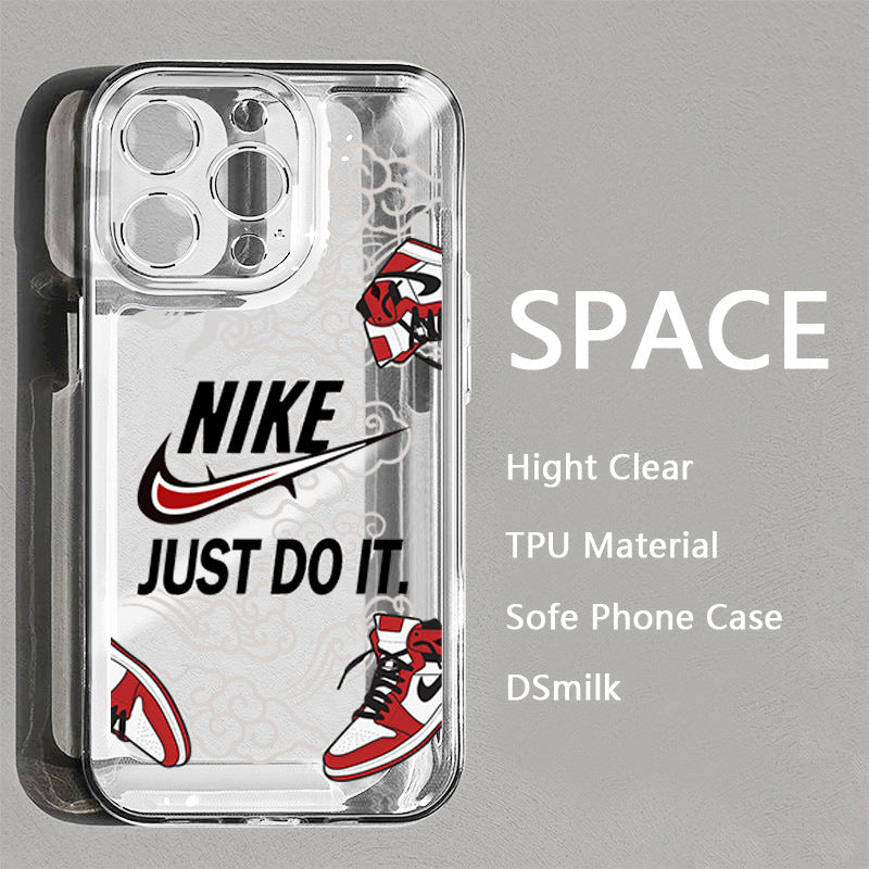 NIKE × Air Jordan 1×Just Do It Transparent Trendy Sneakers iPhone Case