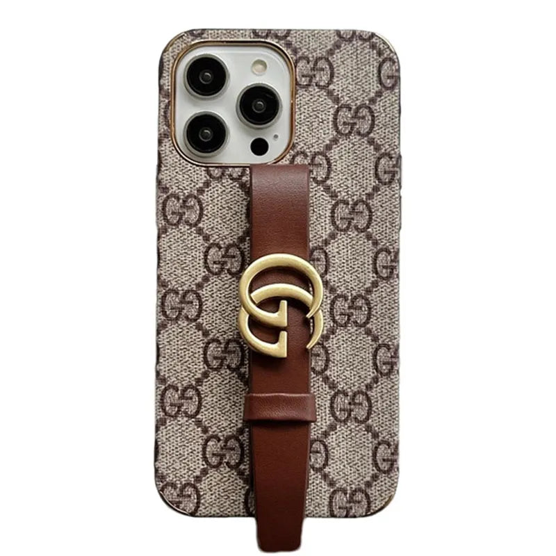 GG Luxurious Leather iPhone Case With Holder