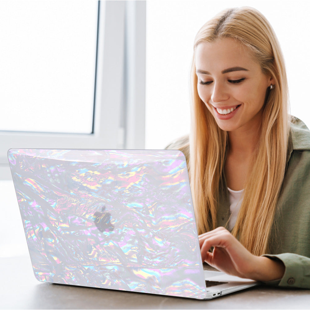 Rainbow Glitter Pearl Shell Macbook Case