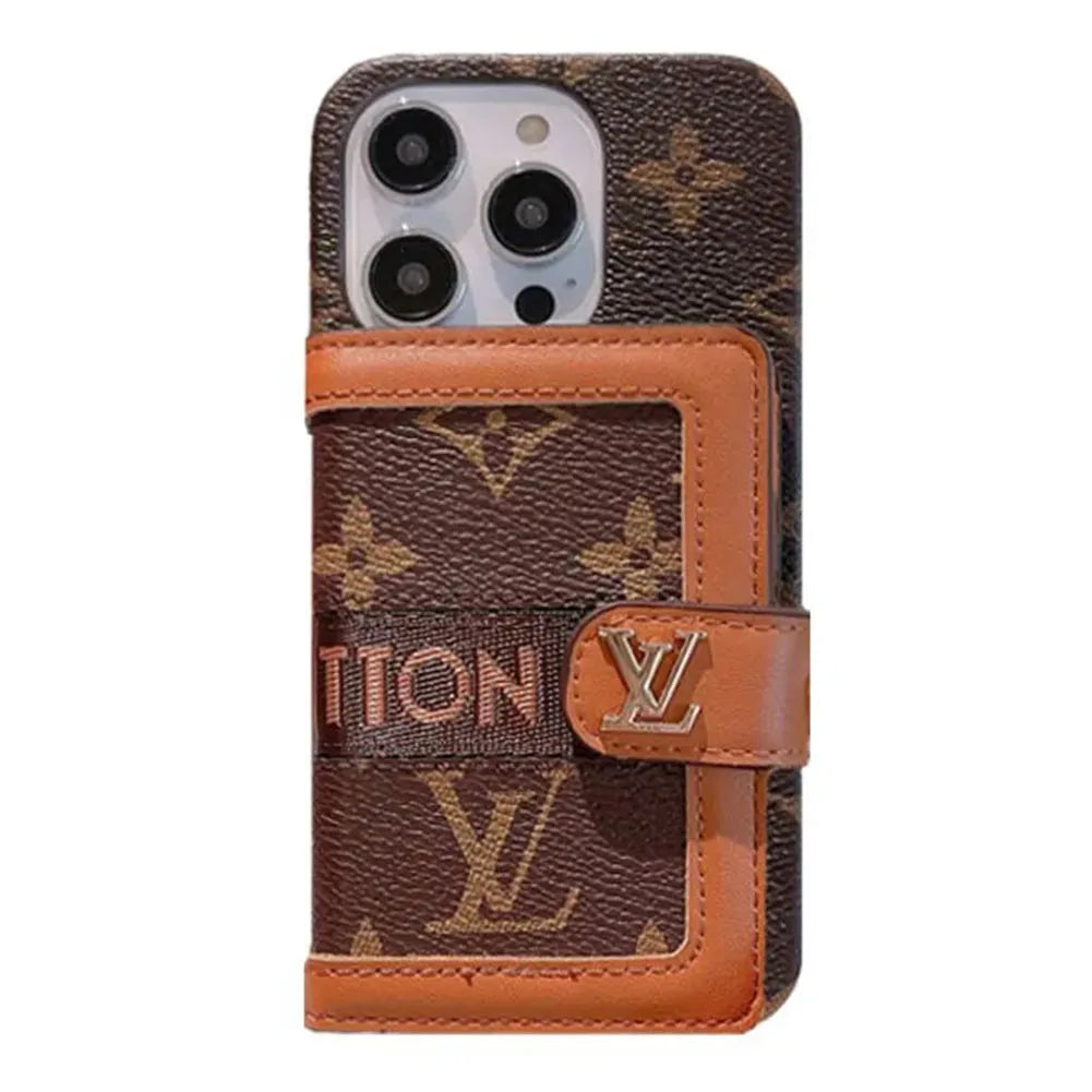 Classic V Leather iPhone Wallet Case With Crossbody Strap