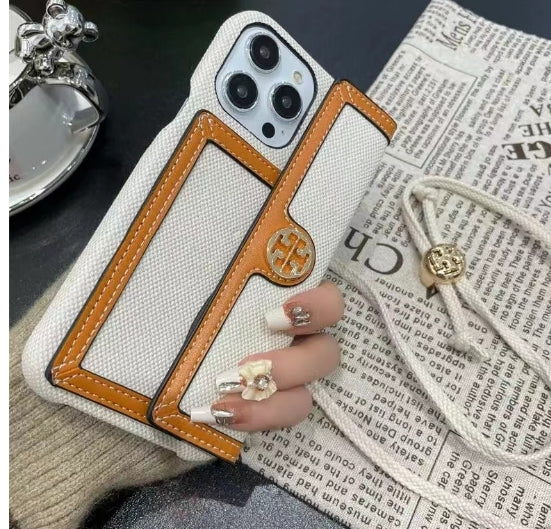 Tory Burch Retro Fabric iPhone Wallet Case With Crossbody Strap