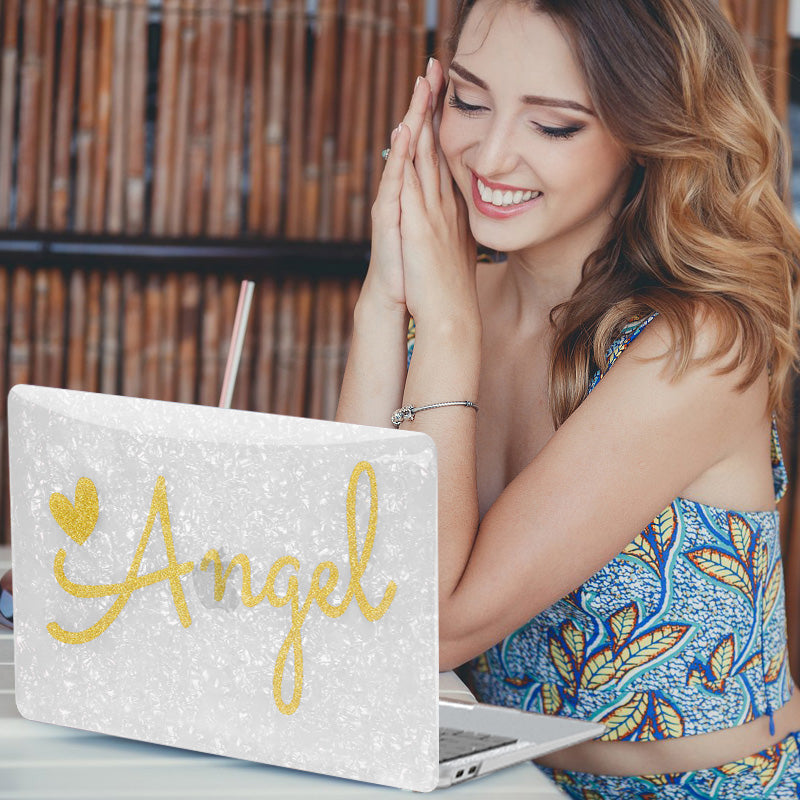 Angel Glitter Pearl Shell Macbook Case