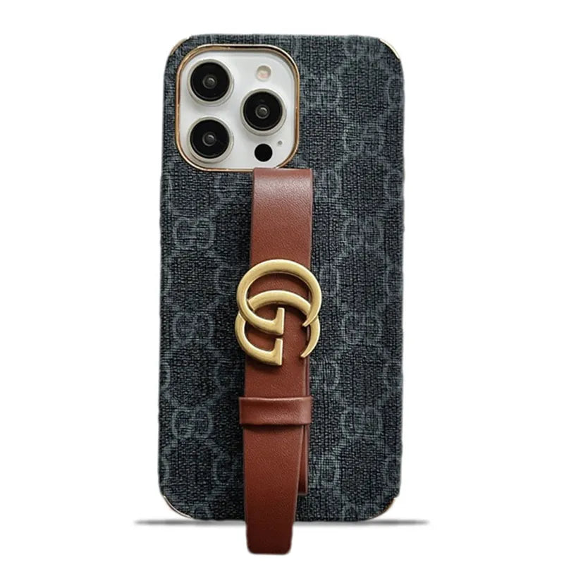 GG Luxurious Leather iPhone Case With Holder