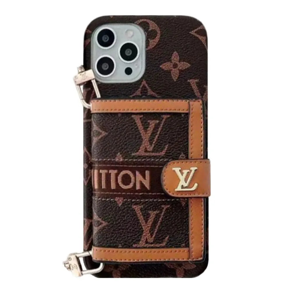 VL Classic Leather iPhone Wallet Case With Crossbody Strap