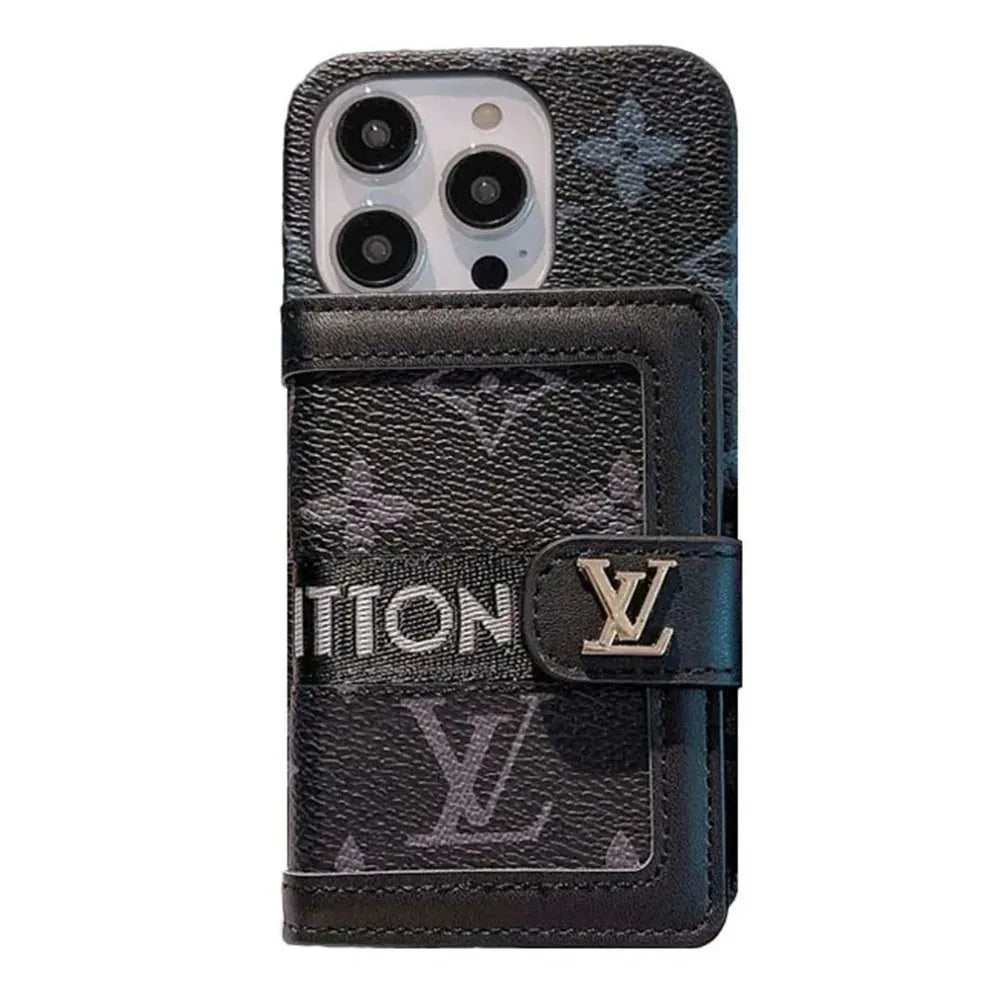 VL Classic Leather iPhone Wallet Case With Crossbody Strap