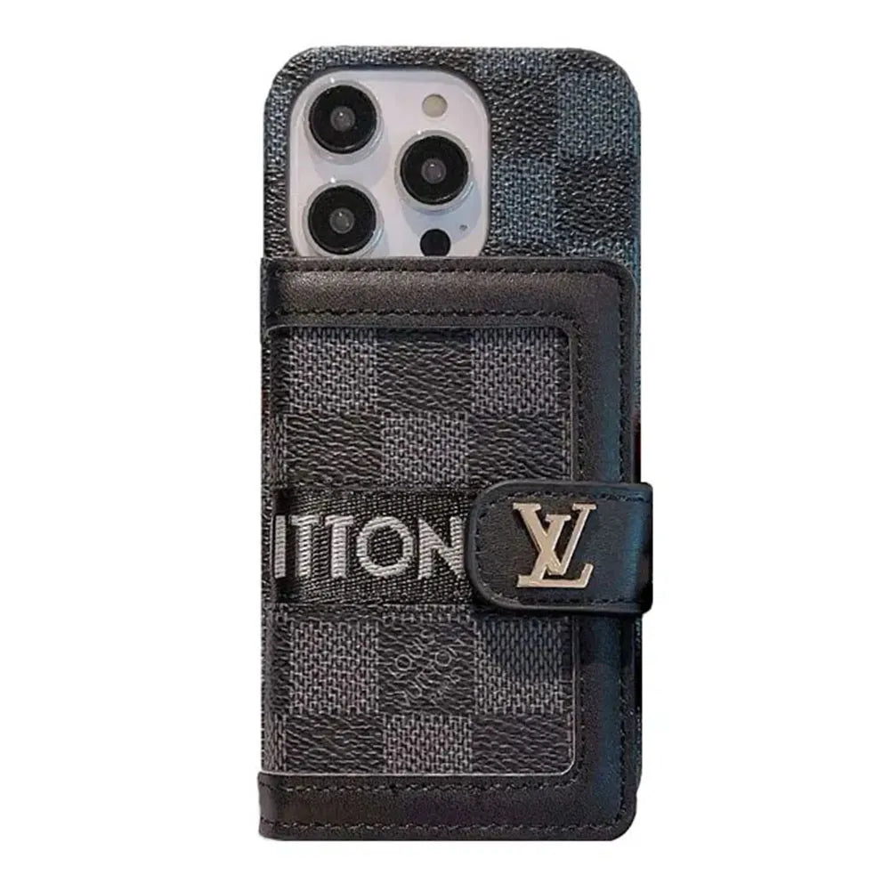 Classic V Leather iPhone Wallet Case With Crossbody Strap