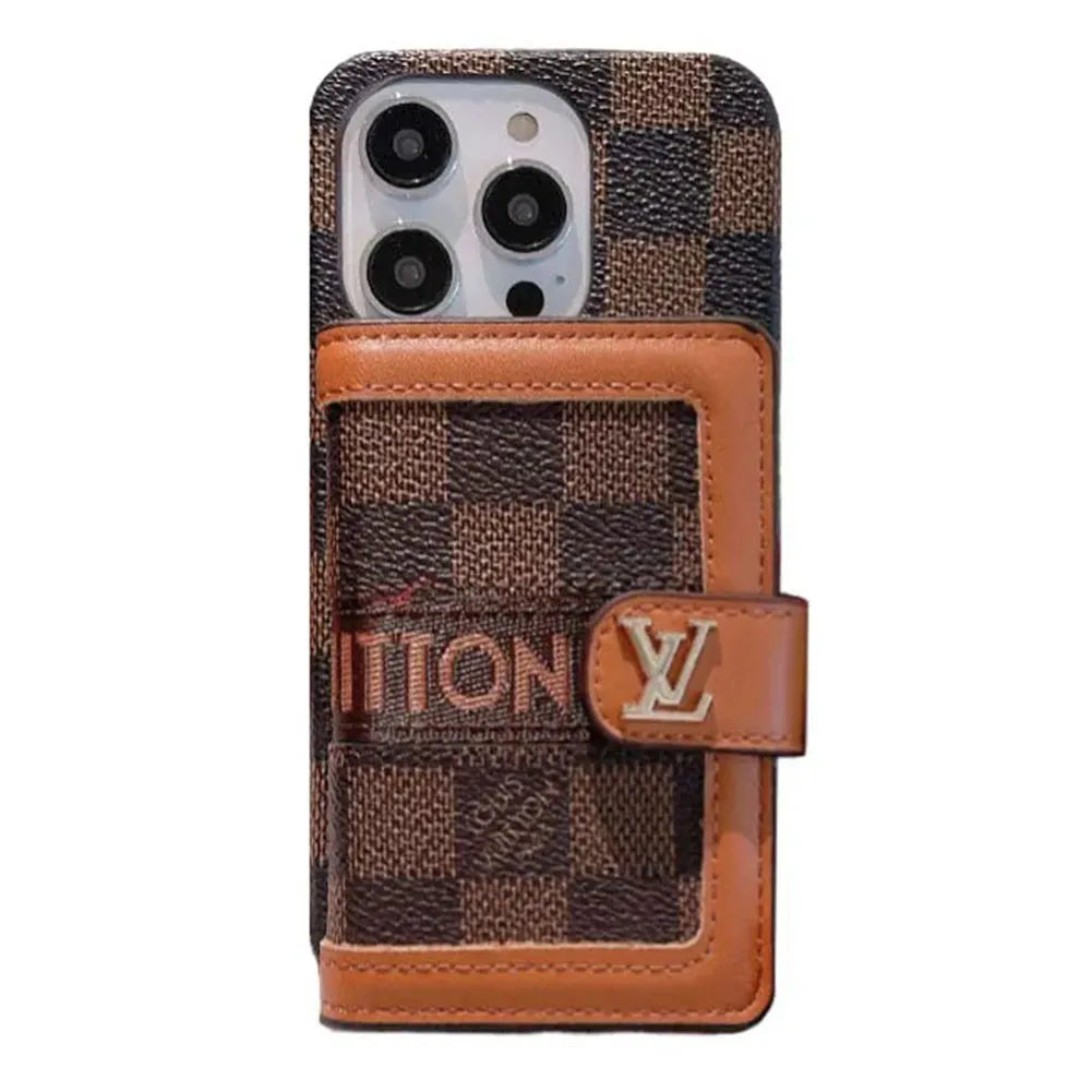 Classic V Leather iPhone Wallet Case With Crossbody Strap