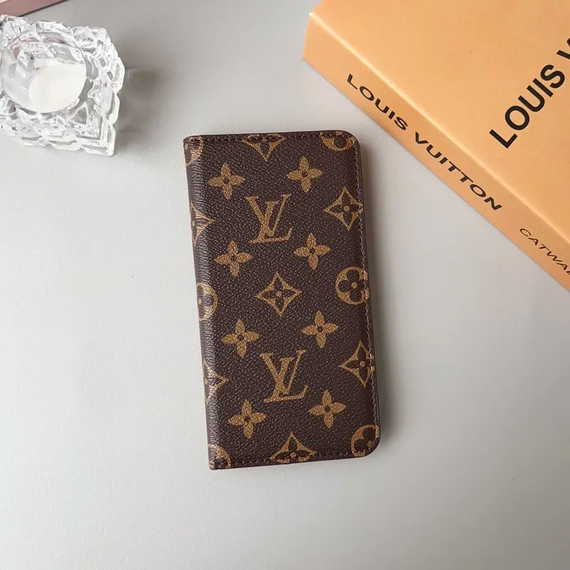 VL Monogram Leather iPhone Wallet Case Magnetic Flip Cover