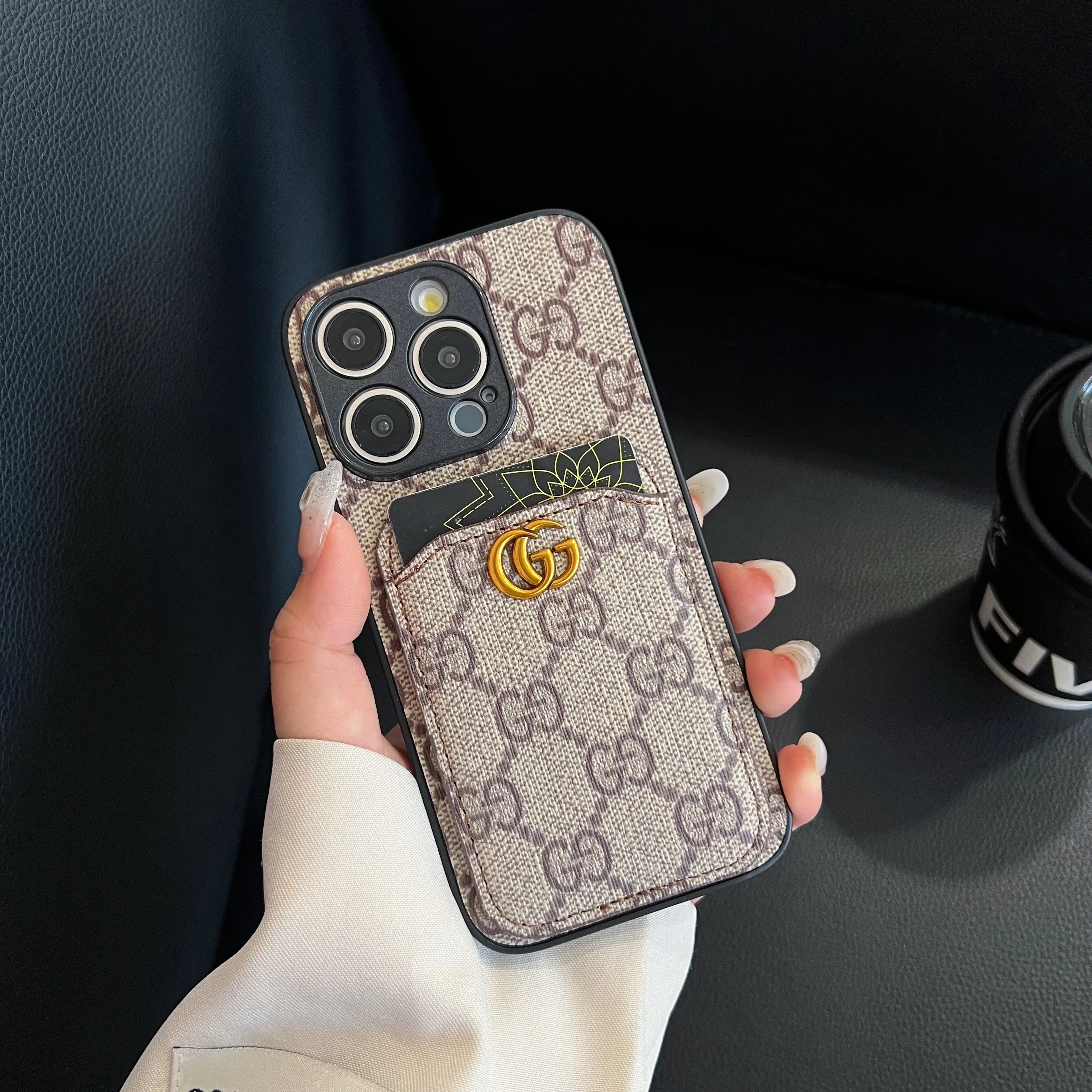 GG Luxury Leather iPhone Wallet Case