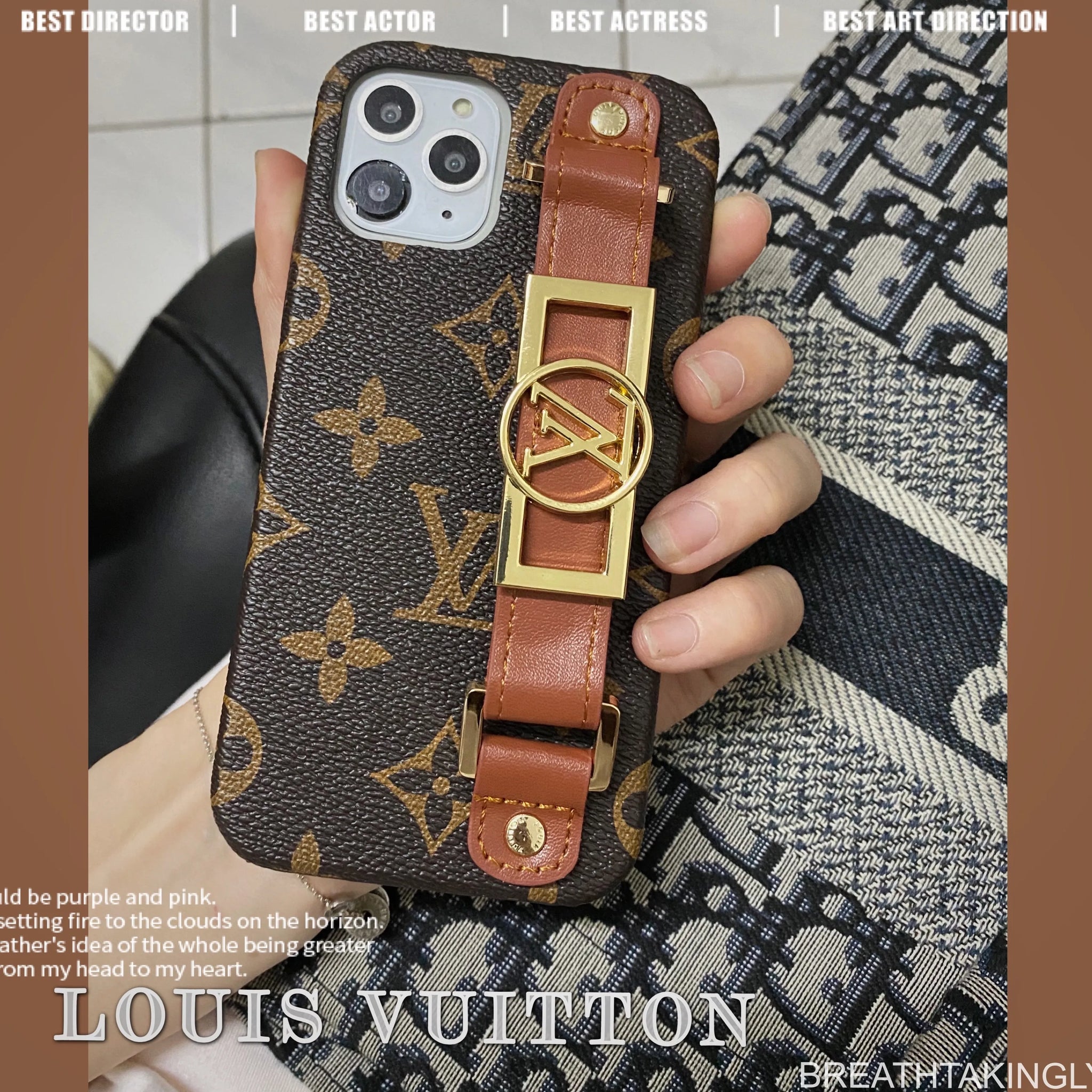 Leather V Monogram iPhone Case With Holder