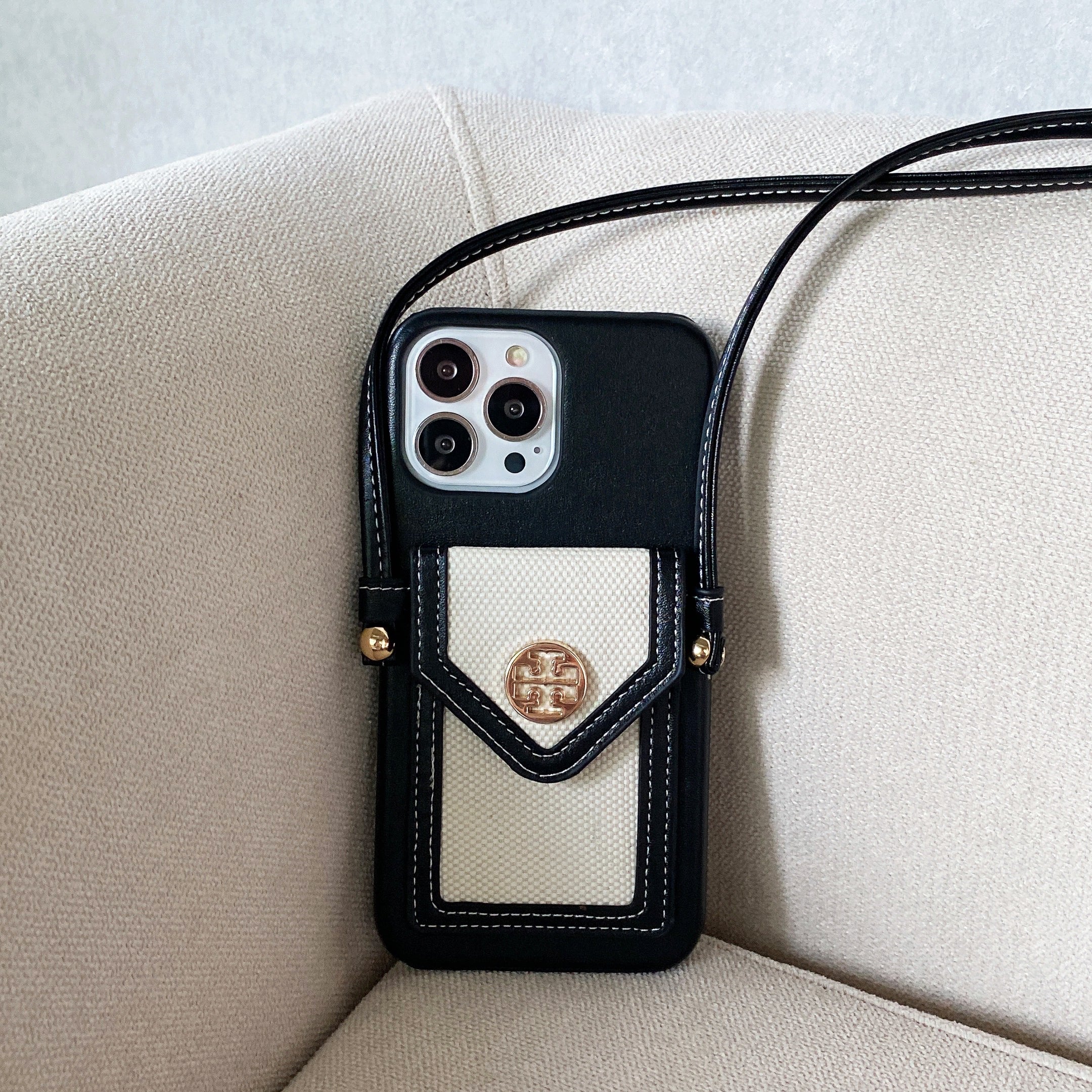 Tory Burch Leather iPhone Wallet Case With Crossbody Strap