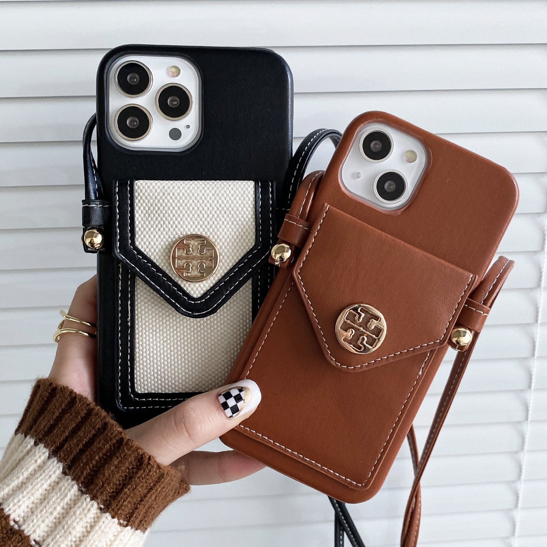 Tory Burch Leather iPhone Wallet Case With Crossbody Strap