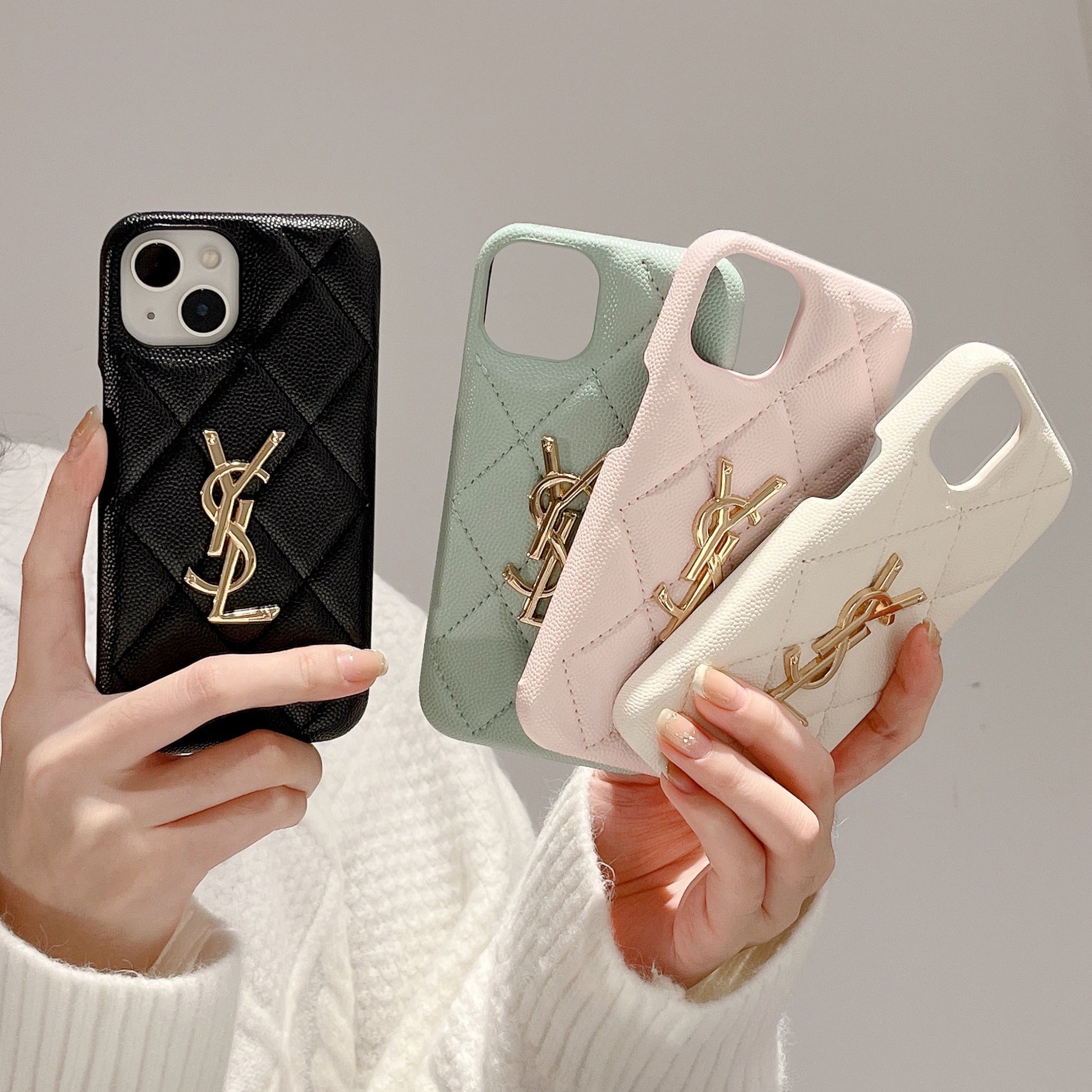 YSL Luxury Leather iPhone Case