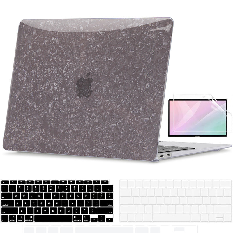 Black Glitter Pearl Shell Macbook Case