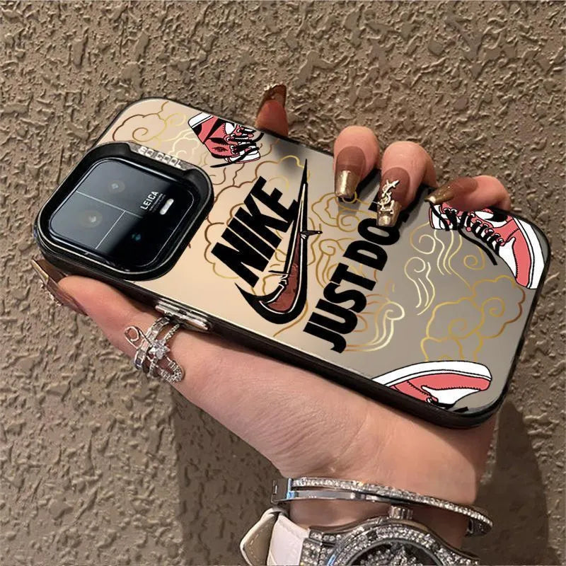 NIKE ×Just Do It Electroplated Silver iPhone Case