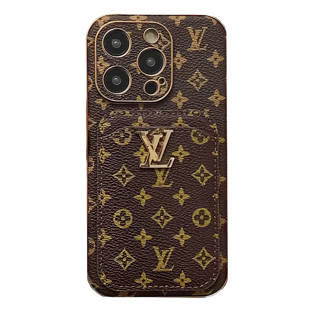 VL Monogram Vintage Leather iPhone Wallet Case With Card Holder