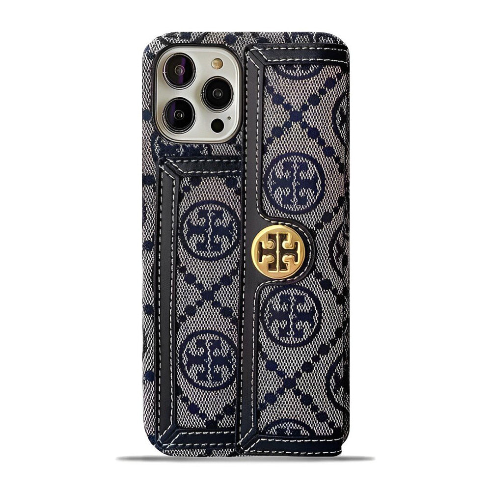 TB Retro Fabric iPhone Wallet Case With Crossbody Strap