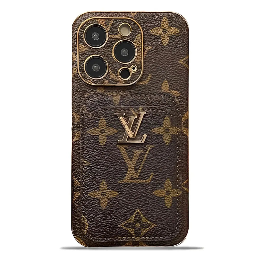 VL Monogram Vintage Leather iPhone Wallet Case With Card Holder