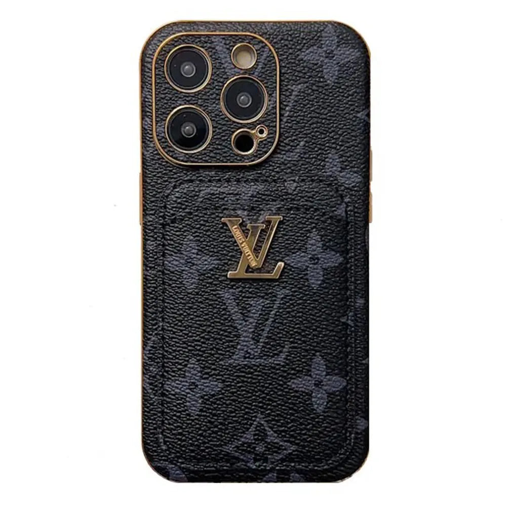 VL Monogram Vintage Leather iPhone Wallet Case With Card Holder