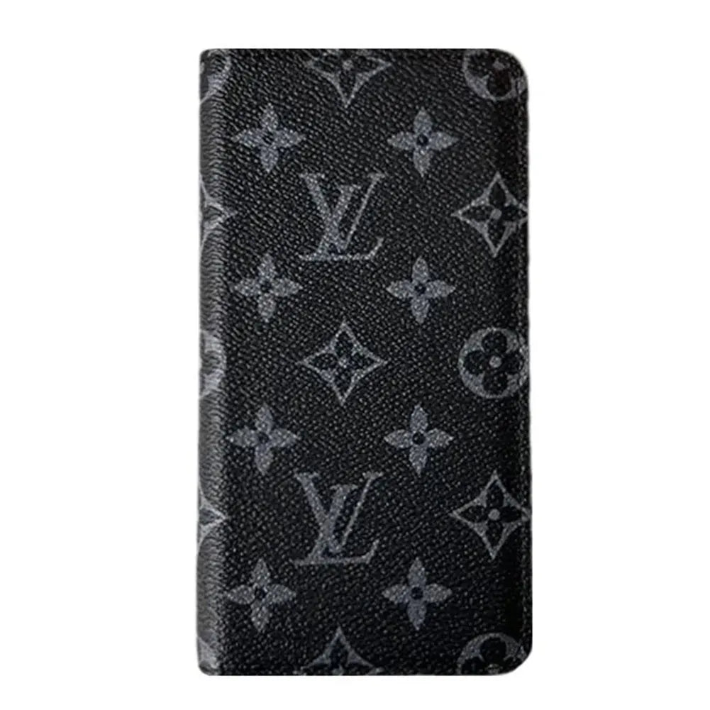 Monogram Leather V iPhone Wallet Case Magnetic Flip Cover