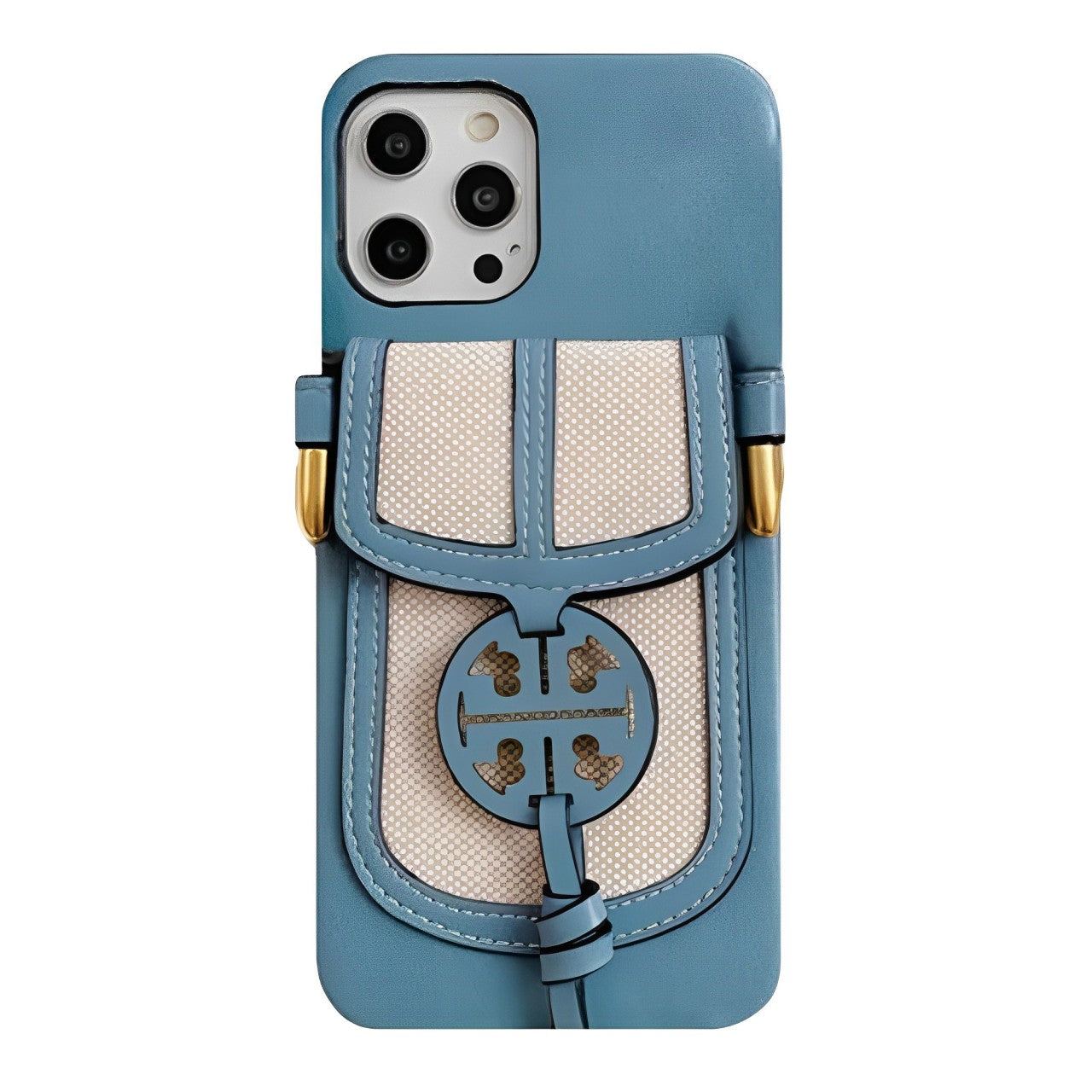 TB Retro Leather iPhone Wallet Case With Crossbody Strap