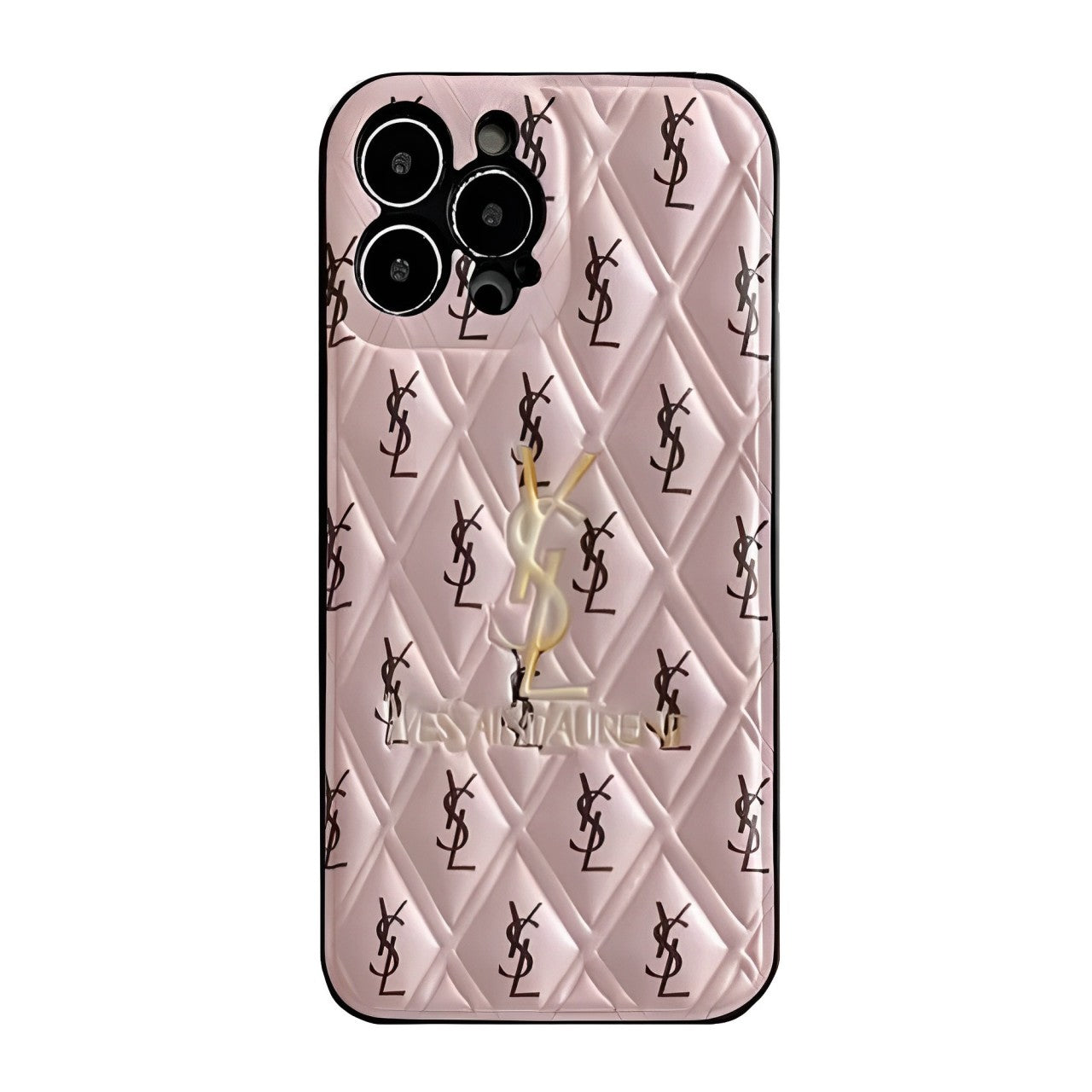 YSL Luxury Leather iPhone Case Diamond Grid