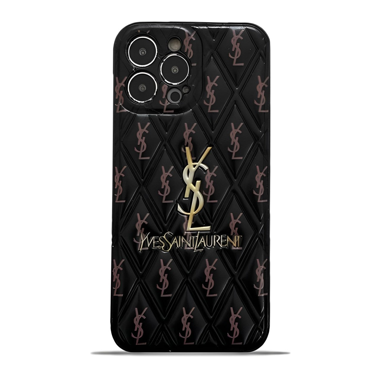 YSL Luxury Leather iPhone Case Diamond Grid