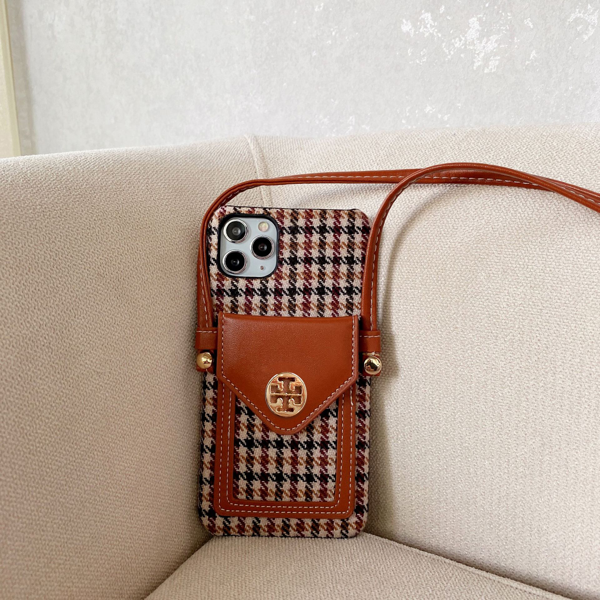 Tory Burch Leather iPhone Wallet Case With Crossbody Strap