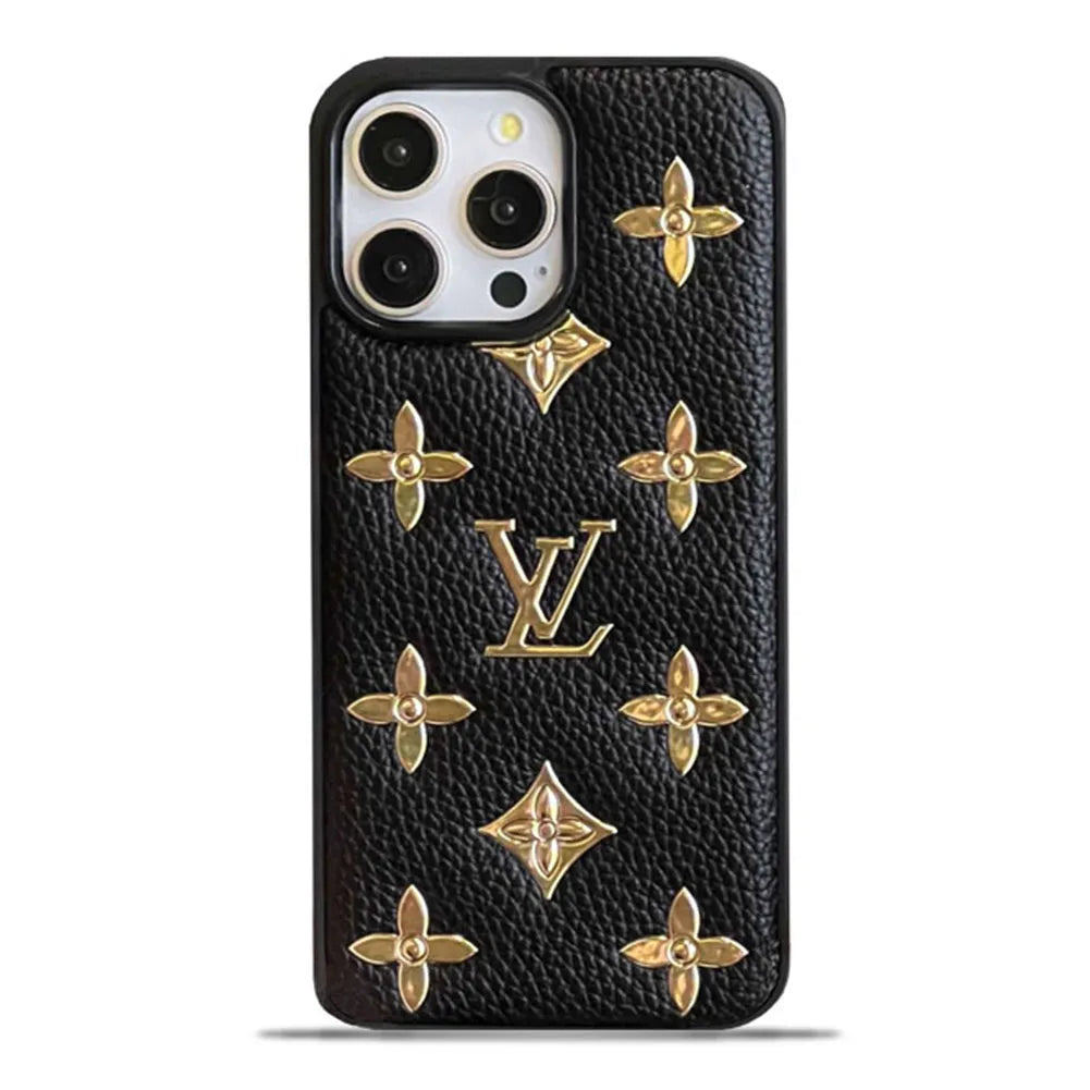 Monogram L Vintage Leather iPhone Case-Flash