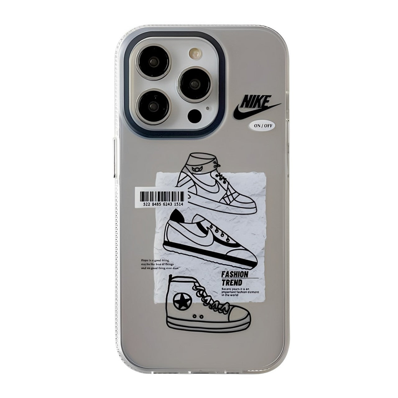 Nike iPhone Case Electroplated Silver Black Stripe