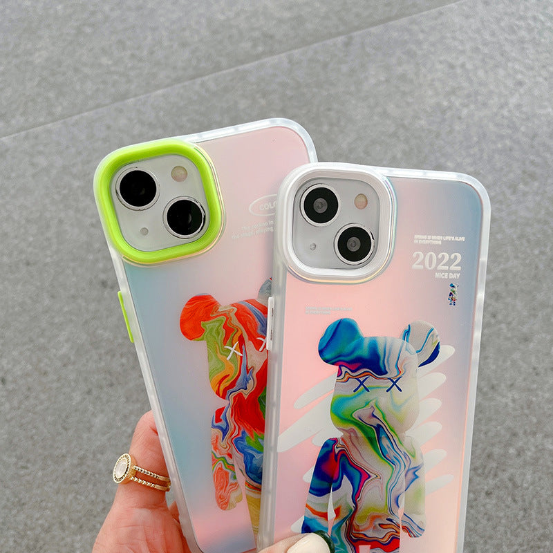 Hologram Watercolor Violent Bear iPhone Case