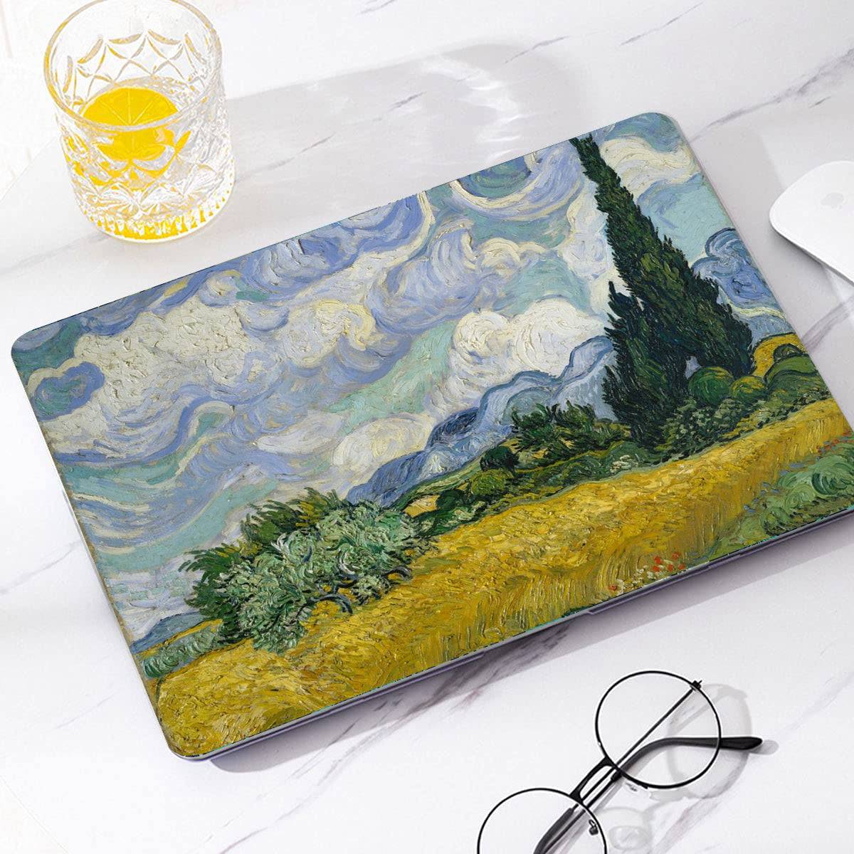 Van Gogh Works ''Wheat Field and Cypress'' Macbook case Logo shines through - BELKCASE