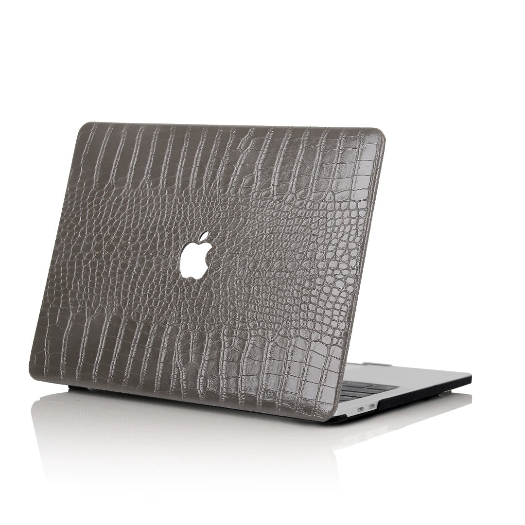 MacBook-Hülle in Krokodillederoptik, raumgrau