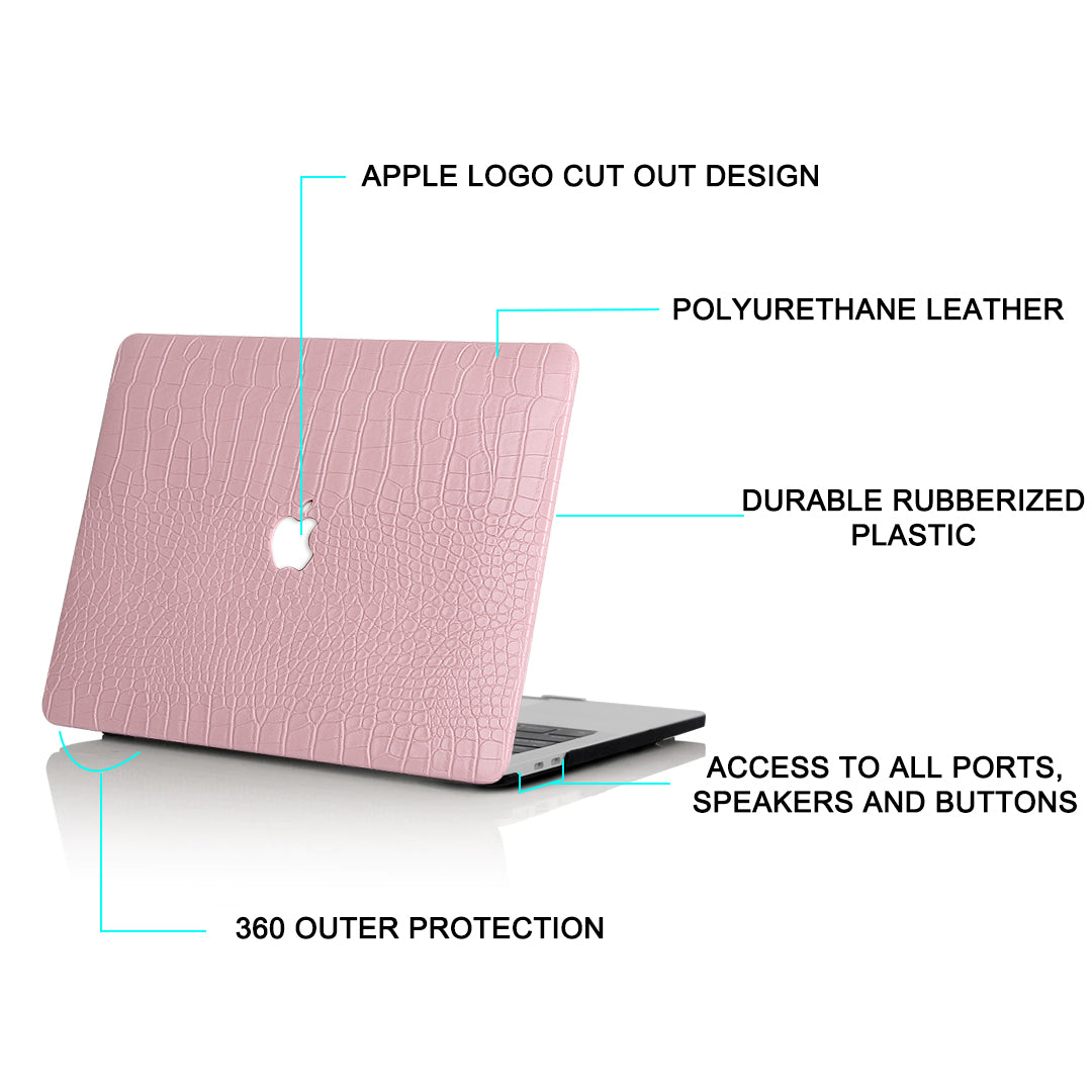 Funda para MacBook con polvo de Barbie de imitación de cocodrilo
