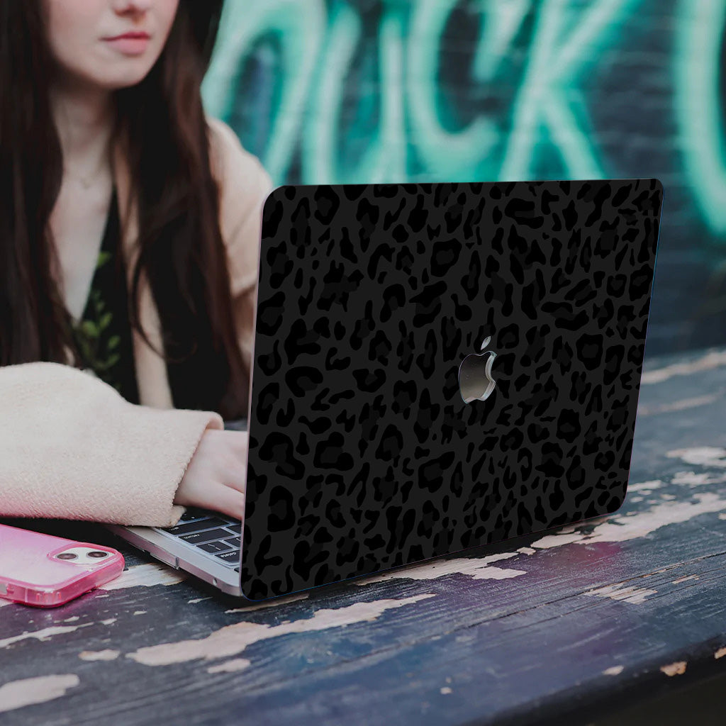 Black Leopard Print Macbook Case
