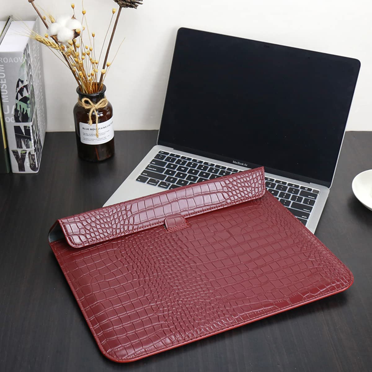 Red Faux Crocodile Laptop Sleeve Case