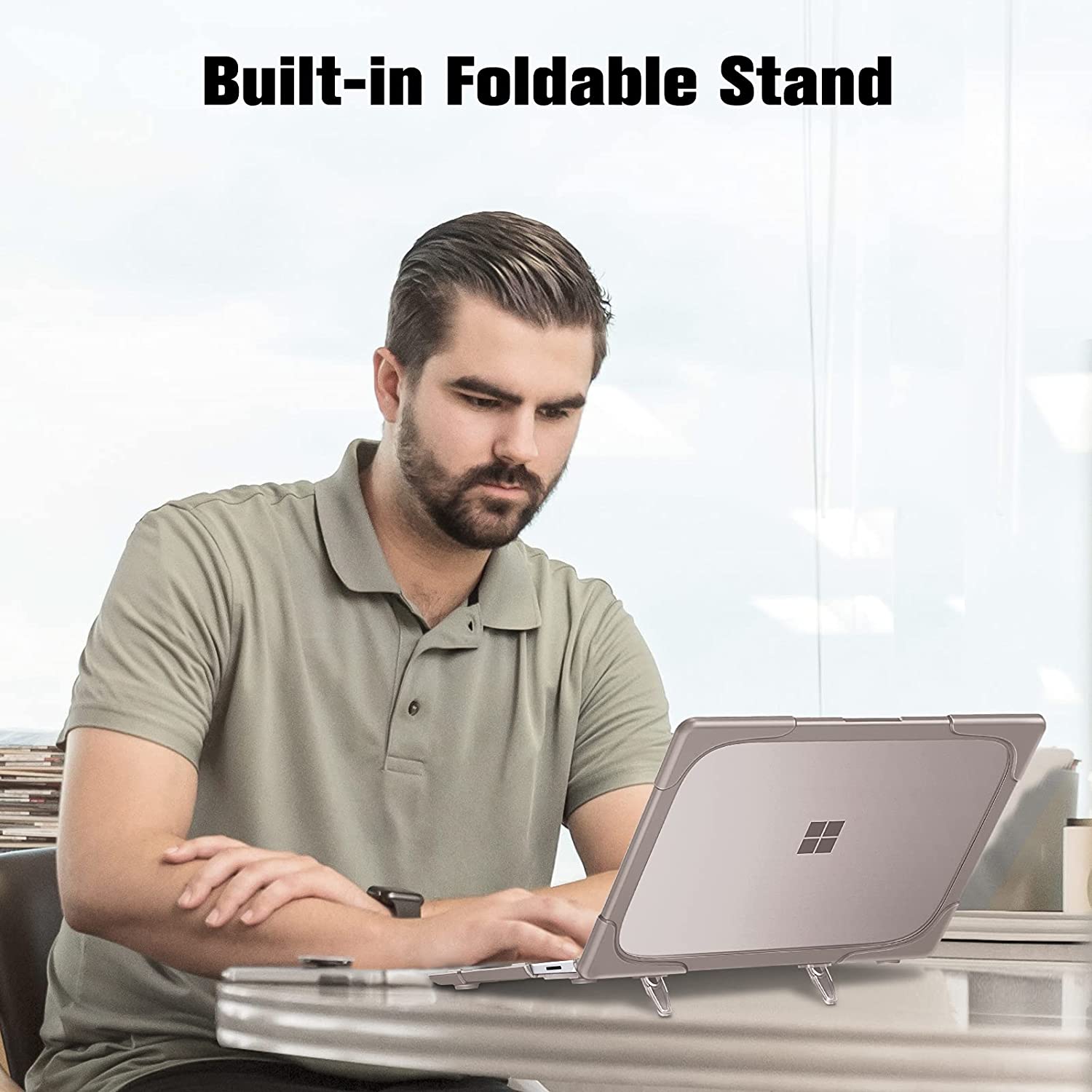 Heavy Shell with Foldable Kickstands Khaki Microsoft Surface Laptop Case