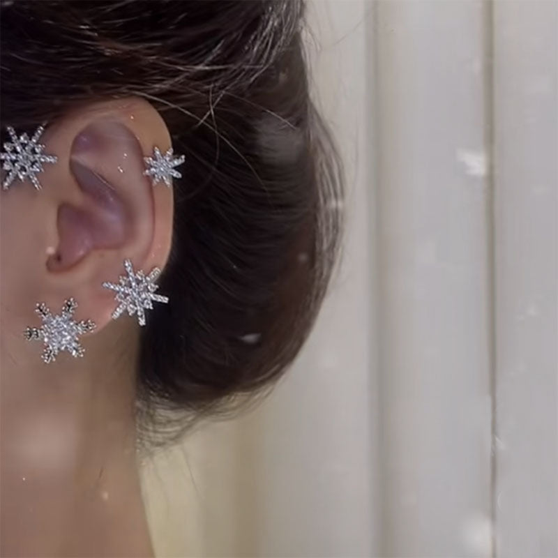 Sparkling Snowflake & Butterfly Ear Cuff Fairy Earrings