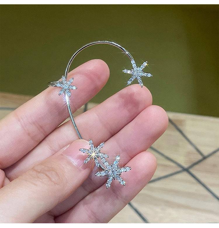Sparkling Snowflake & Butterfly Ear Cuff Fairy Earrings